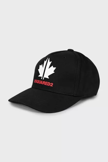 Black cap with brand logo
