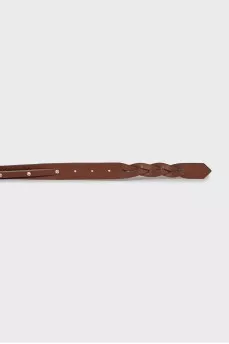 Brown belt decorated with rhinestones