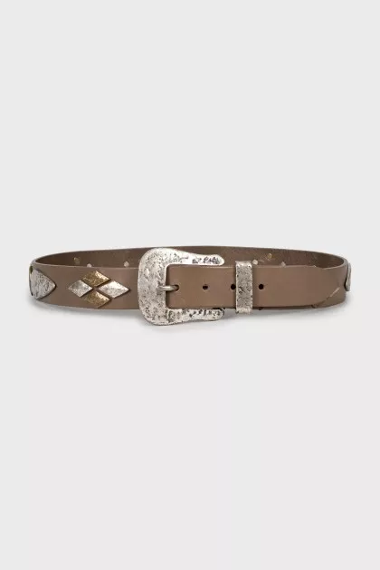 Brown belt with metal decoration