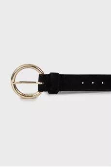 Suede belt with gold buckle