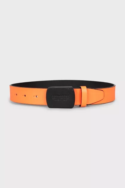 Orange belt with logo buckle