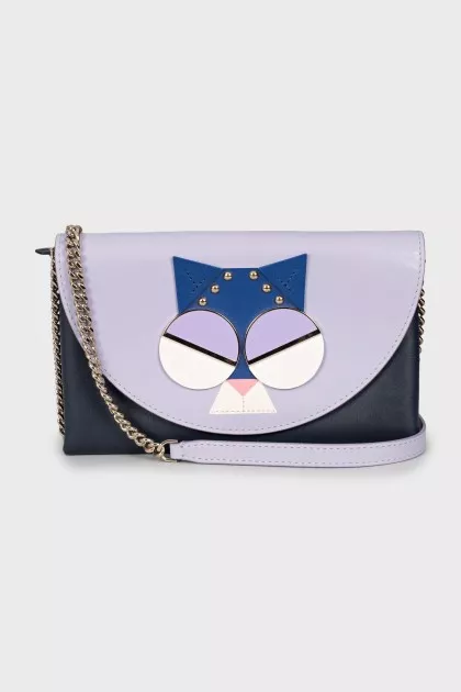 Leather crossbody bag with metal strap