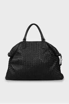 Woven leather travel bag