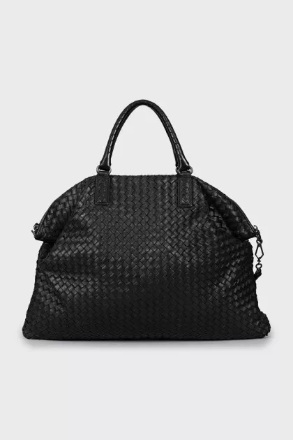 Woven leather travel bag