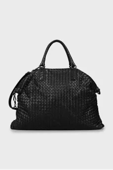 Woven leather travel bag