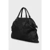 Woven leather travel bag