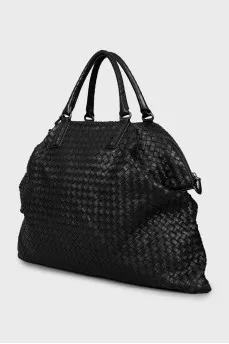 Woven leather travel bag