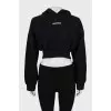 Cropped hoodie with hood peak