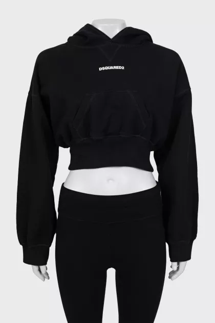 Cropped hoodie with hood peak