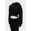 Cropped hoodie with hood peak