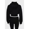 Cropped hoodie with hood peak