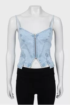 Denim top with zipper