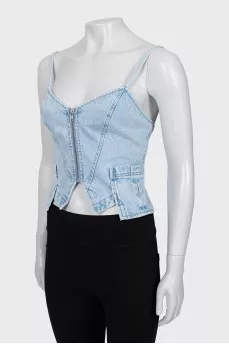 Denim top with zipper