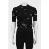 Knitted T-shirt with embroidered print