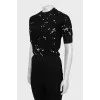 Knitted T-shirt with embroidered print
