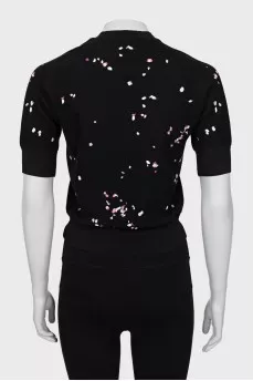 Knitted T-shirt with embroidered print