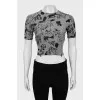Wool T-shirt in black print
