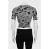Wool T-shirt in black print