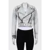 Denim jacket with bias fastening