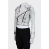 Denim jacket with bias fastening