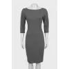 Gray wool dress with 3/4 sleeves