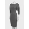 Gray wool dress with 3/4 sleeves