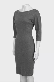 Gray wool dress with 3/4 sleeves