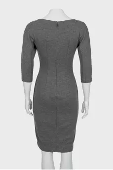 Gray wool dress with 3/4 sleeves
