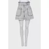 Gray denim shorts with belt