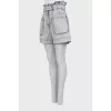 Gray denim shorts with belt