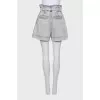 Gray denim shorts with belt