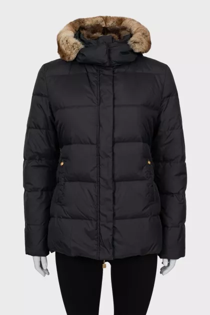 Fitted jacket with fur hood