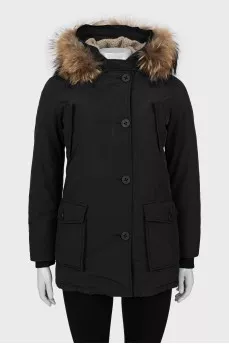 Black parka with fur