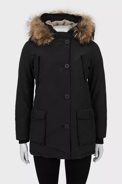 Black parka with fur