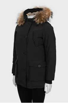 Black parka with fur