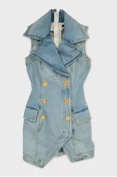 Denim dress with gold buttons