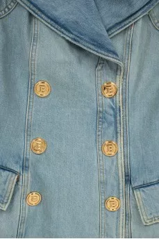 Denim dress with gold buttons