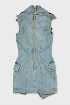 Denim dress with gold buttons