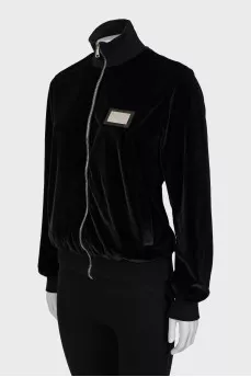 Velor sweatshirt with silver hardware