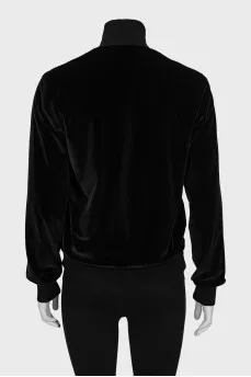 Velor sweatshirt with silver hardware
