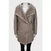 Eco-fur sheepskin coat with buttons