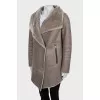 Eco-fur sheepskin coat with buttons