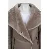 Eco-fur sheepskin coat with buttons