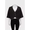 Cropped brown ruffle cardigan