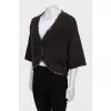 Cropped brown ruffle cardigan