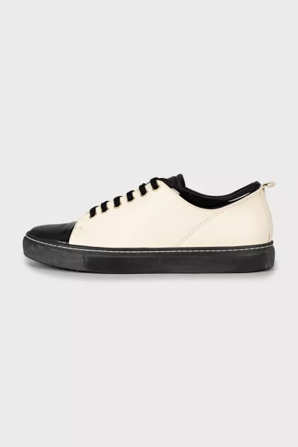 Leather sneakers black and white
