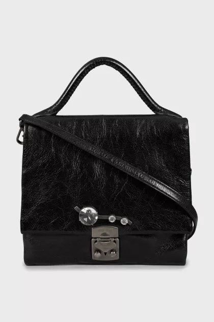 Leather crossbody bag with decor