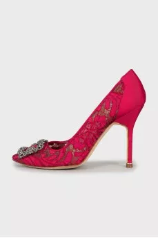 Pink lace shoes