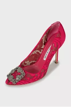 Pink lace shoes