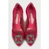 Pink lace shoes